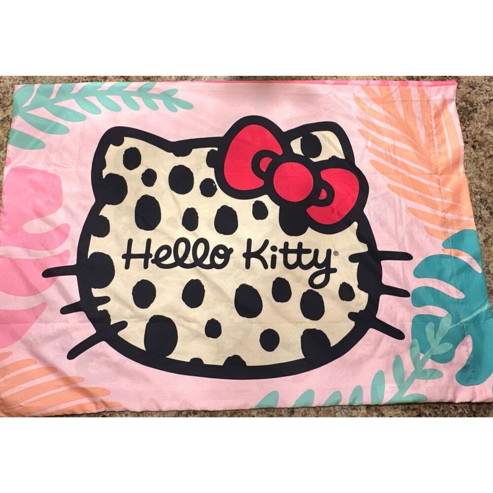 HELLO KITTY Cheetah Print Pillowcase 1 Piece Standard Multiple Images